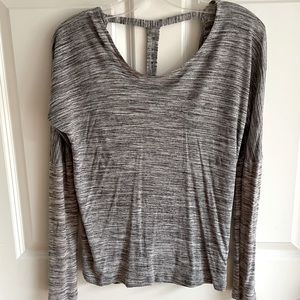 Heather grey athleisure top with cutout back